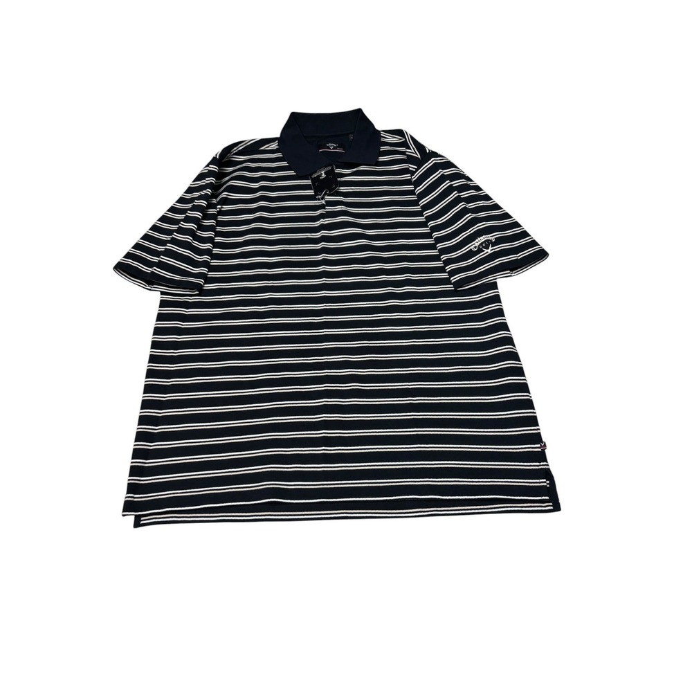 NWT Callaway Golf Sport Driver Pique Polo Shirt Mens XL Navy Blue‎ White Striped